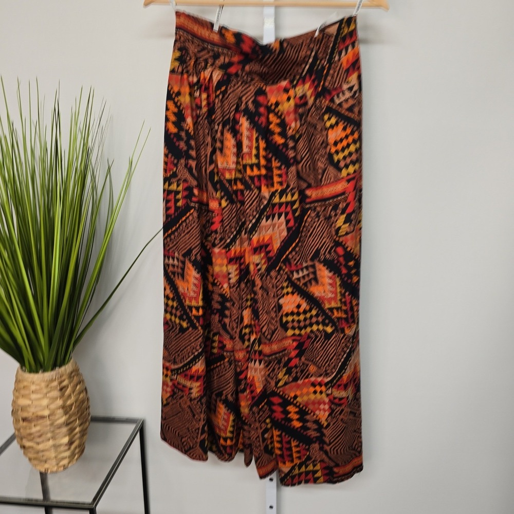 Nuwina Women Tribal Geometric Print Wide Leg Culottes Gaucho Pants Multi-Color - Picture 5 of 14